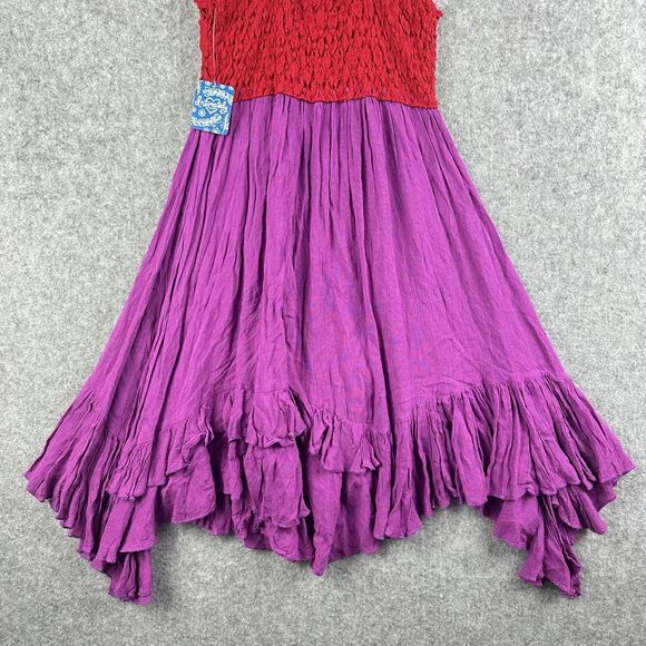Free People Adella Lace Slip Dress Womens XS Lipstick Combo Purple Red Boho NEW - Picture 7 of 13